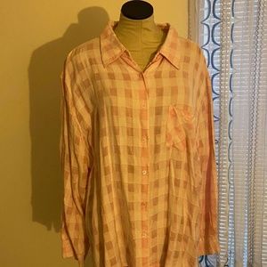 Pink Button Down Long Sleeve Plaid Shirt, 26/28